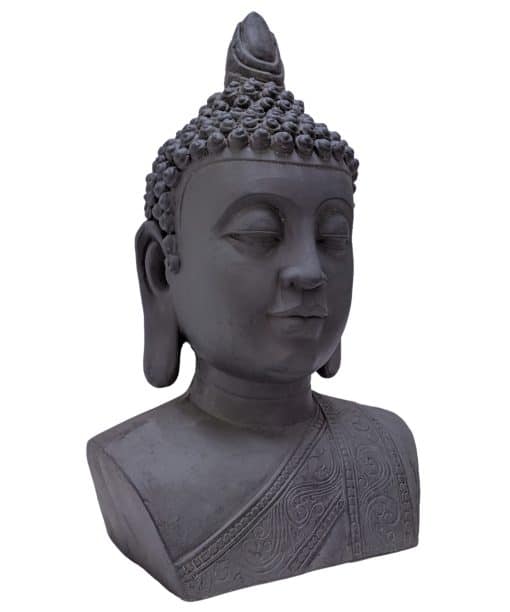Thais Boeddha Hoofd 46 cm - Boeddha Beeld donkergrijs 4