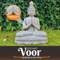 Boeddha beeld tuinbeelden voor buiten - Kwan Yin 74cm grijs 10