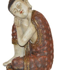 Boeddha beeld slapend gekleurd 35 cm Indisch boeddhabeeld