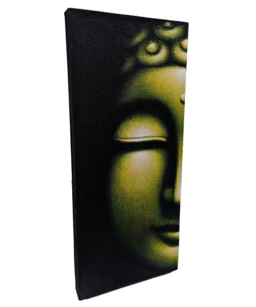 Schilderij wanddecoratie boeddha hoofd – schilderijen op canvas boeddha 60 cm groen 3