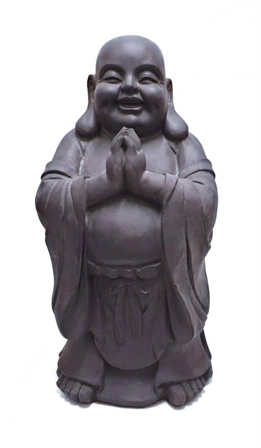 Boeddha beeld lucky staand – donkergrijs 59cm tuindecoratie boeddhabeeld mediterend
