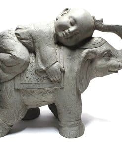 Kind monnik op olifant grijs 55cm