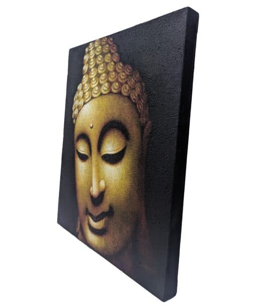 Schilderij wanddecoratie boeddha hoofd – schilderijen op canvas boeddha 60 cm goud 2