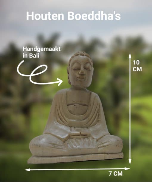 Set 2 Boeddhabeelden hout – handgemaakte boeddha beelden Bali 10 cm 5