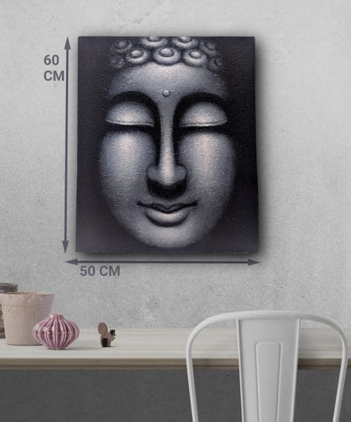 Schilderij wanddecoratie boeddha hoofd – schilderijen op canvas boeddha 60 cm 5