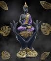 Thaise Boeddha Zittend in Handen zwart-paars 15.5cm