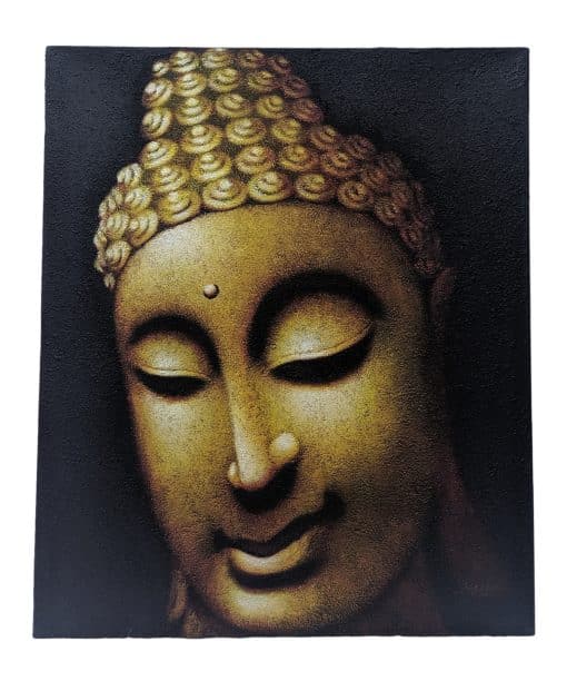 Schilderij wanddecoratie boeddha hoofd – schilderijen op canvas boeddha 60 cm goud