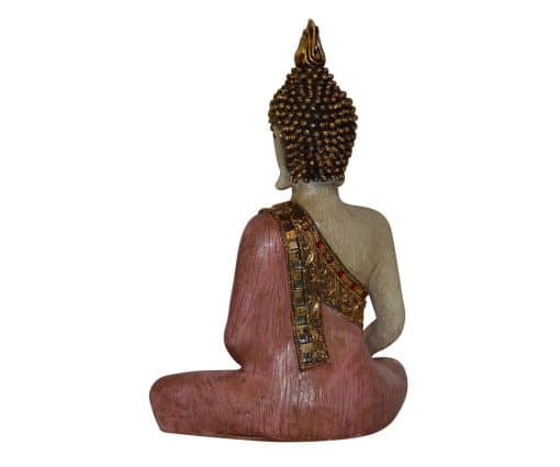 Thais Boeddha beeld houtlook roze 25 cm 3