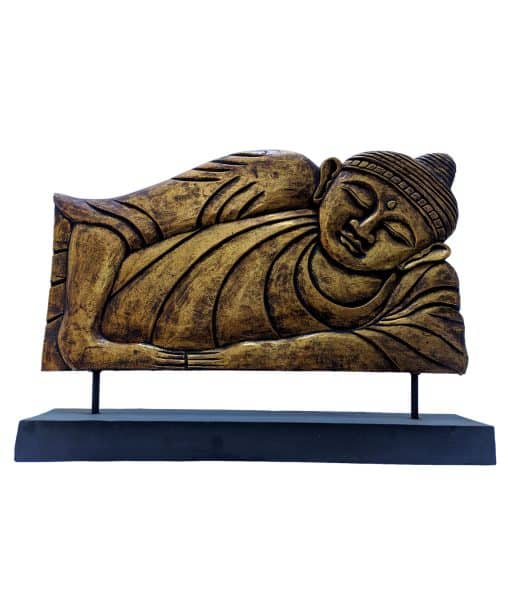 Houten decoratie paneel – boeddha liggend schilderij 50 cm