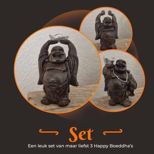 Boeddha beeldje binnen 11cm - Leuk boeddha beeld cadeau set 4