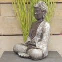 Boeddha beeld Japans Boeddhabeeld zilver kleur Boeddha 30cm hoog 6