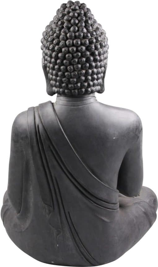 Zittend Boeddha tuinbeeld donkergrijs 73cm Gerechtigheid 2