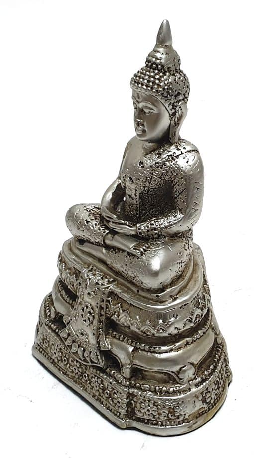 Boeddha beeld in lotushouding – verzilverd Thais boeddhabeeld 17 cm hoog 5