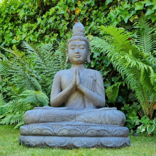 XL Boeddha Kwan Yin Tuinbeelden voor Buiten – Quan Yin beeld – Genade - Groot Donker Grijs Tuinbeeld - 74cm