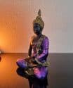 Zittende Thais Boeddha beeld Dhyana mudra paars zwart 21.5cm 4