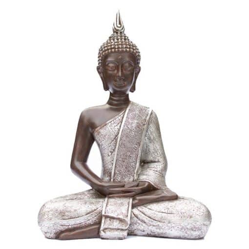 Thais Boeddhabeeld 43 cm - Boeddha Beeld zilverkleurig