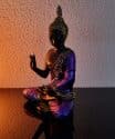 Zittend Thais Boeddha beeld Chin Mudra paars zwart 21.5cm 4