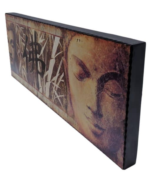 Houten decoratie paneel – boeddha hoofd schilderij 50 cm 2