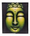 Schilderij wanddecoratie boeddha hoofd – schilderijen op canvas boeddha 60 cm groen