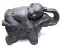 Shaolin monniken beeld – donker grijs shaolin monnik op olifant 3